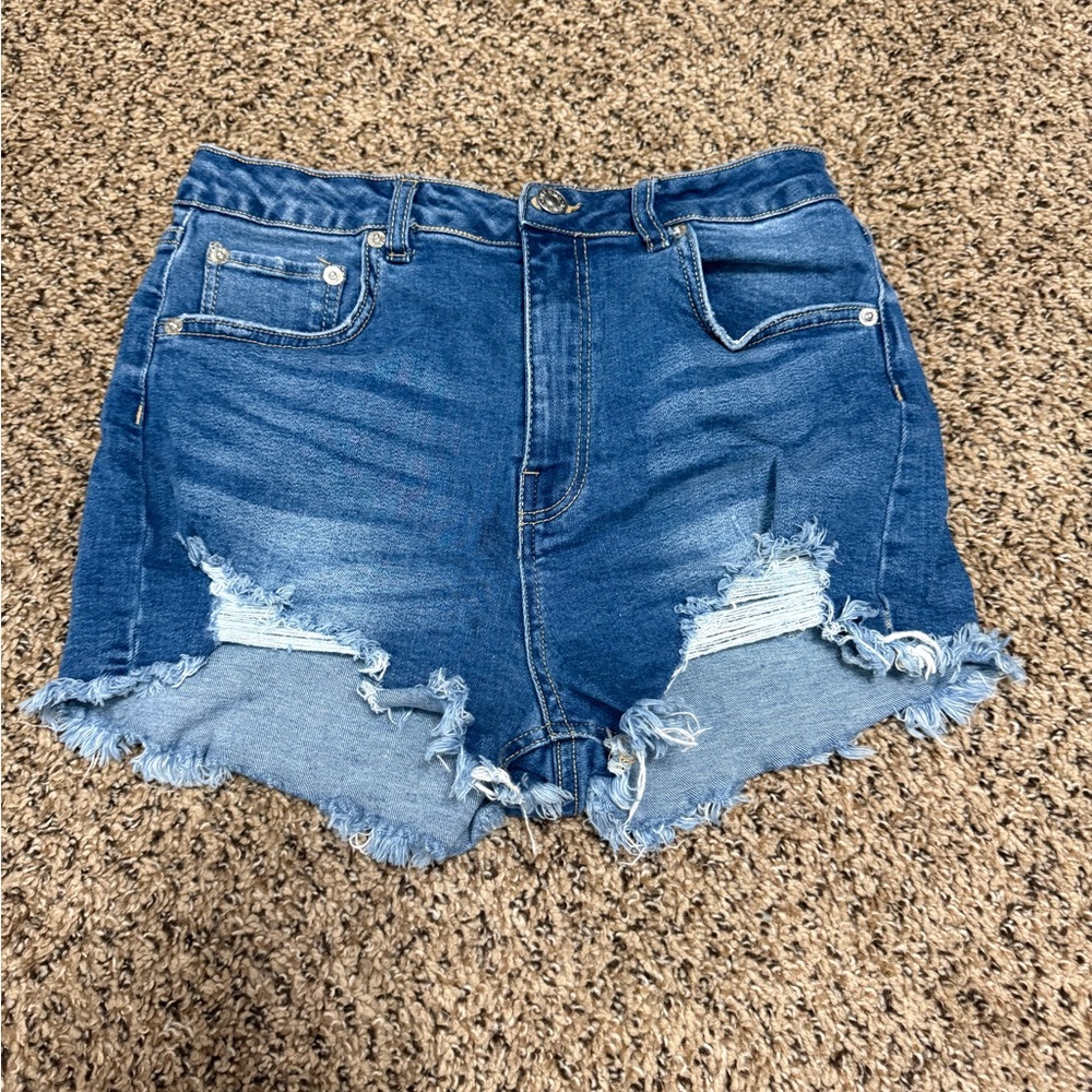 Love Tree Blue Distressed Jean Shorts